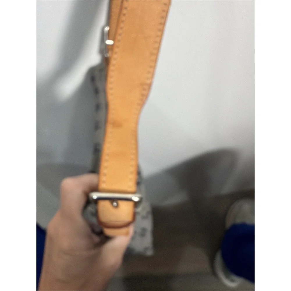 Dooney Bourke Gray Bag With Navy Blue Logos  Zipper Signature Hobo‎  Handbag